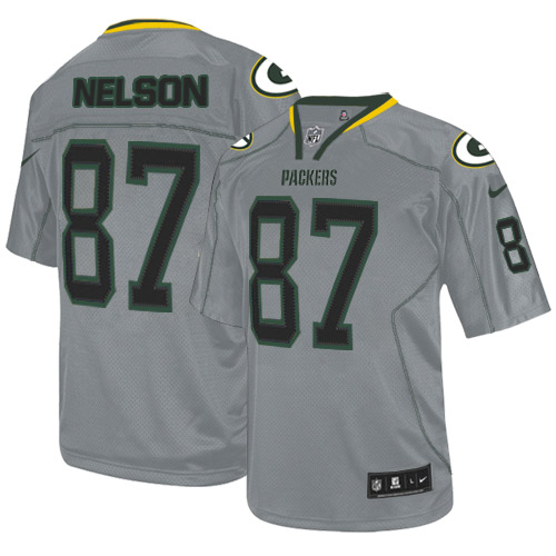 Men's Limited Jordy Nelson Nike Jersey Lights Out Grey - #87 NFL Green Bay Packers